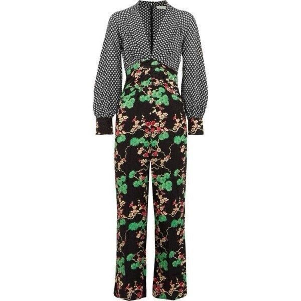 Rixo London Jumpsuit Women’s M‎ Silk Floral Star Print Long Sleeve